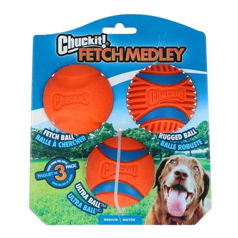 CHUCKIT Lot de 3 balles de jeu - Taille M