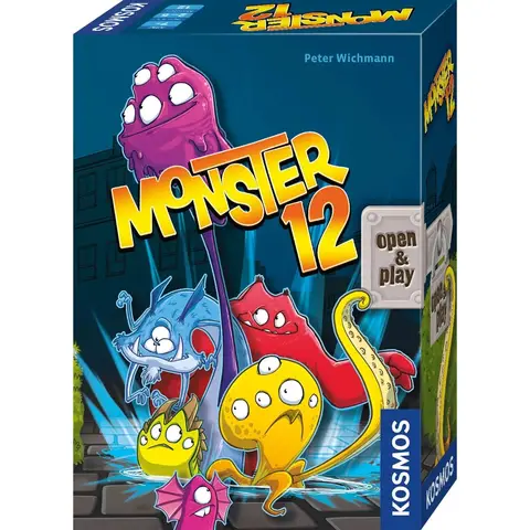 KOSMOS 680688 Monster 12, lustiges Würfelspiel, für 2-5 Personen ab 7 Jahren, in praktischer Open & Play Magnet-Box, Reise-Spiel, kleines Geschenk für Kinder und Erwachsene, Partyspiel