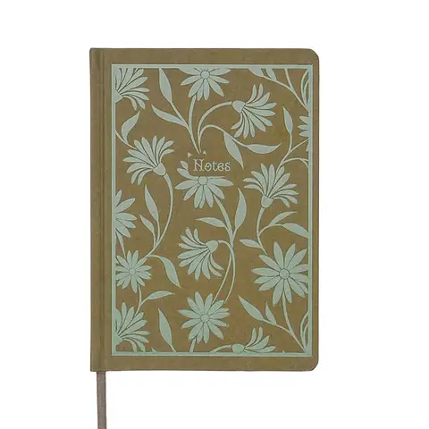 Jubiluu A5 Floral Fabric Hardcover Lined Notebook - 96 Sheets (100g offset paper), Bookmark & Elastic Band - Classic Cream Ruled Journal for Writing, School, Office, and Gifts-Olive Petals