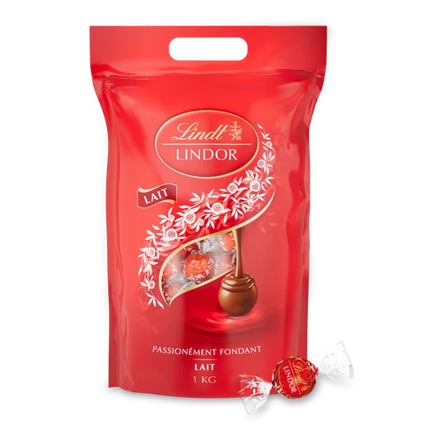 LINDT LINDOR Assortiment de Chocolat au Lait, 1 kg Sachet