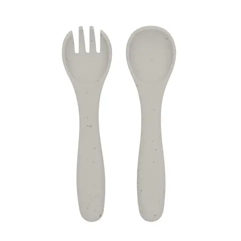 Kikka Boo Fork and Spoon Set Platinum Silicone Sand
