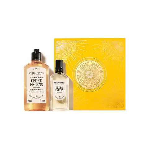 L'occitane Mens Eau Des Baux Gift Set 300ml (Cèdre Encens Eau de Toilette 50ml  + Cèdre Encens Shower Gel 250ml)
