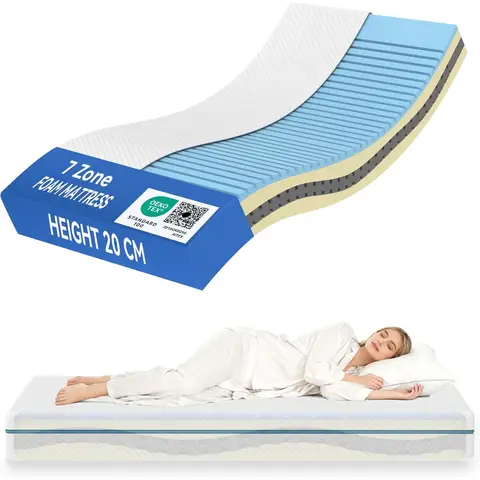 Tribesigns Kaltschaummatratze, 160 x 200 cm, mittelhart mit atmungsaktivem, waschbarem Bezug, Höhe 20 cm, ergonomisches S-förmiges Keildesign für mehr Halt, rückenschonend