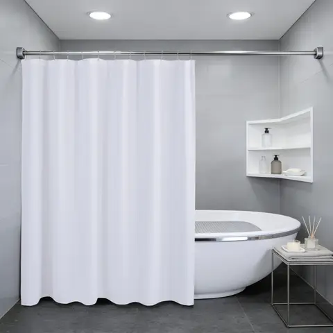 MEROPE, Polyester Textured Shower curtain, 180x180cm, white, 1pack