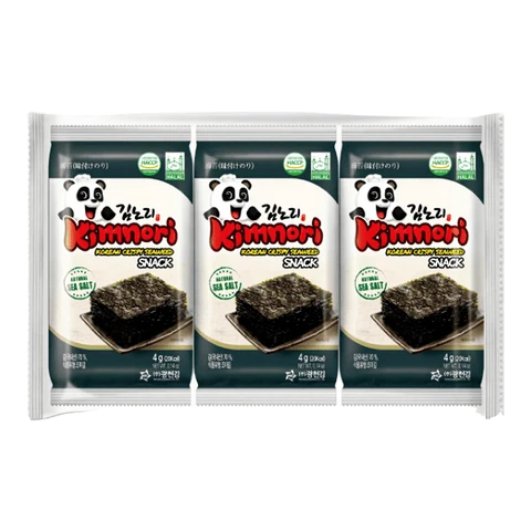 Kimnori Original Gekruide Zeewier Snack - 3 x 4 g