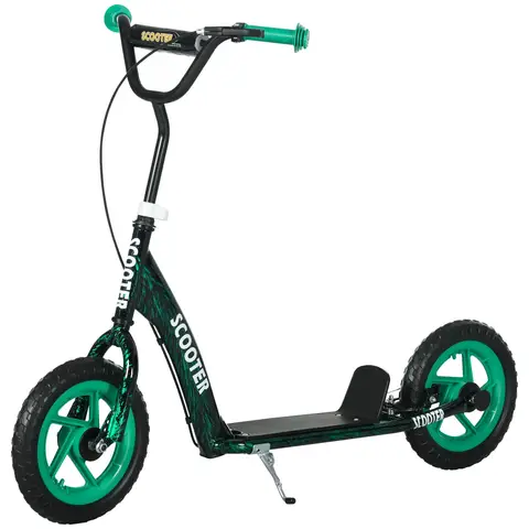 AIYAPLAY Kids Scooter, Big Wheel Kick Scooter with Adjustable Height Handlebar, Non-slip Footplate, Rear Brake, Kick Green