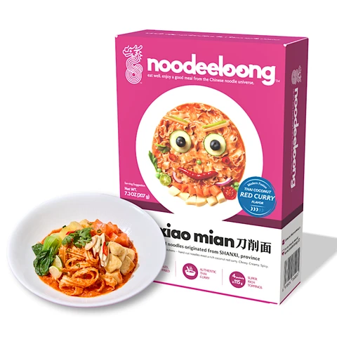 Noodeeloong Knife-Shaved Noodles Thai Coconut Red Curry Flavor 207g