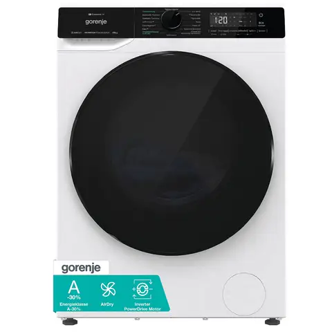 [Summer Deal 359 €, CODE: MYGO4] Gorenje WD2PA854ADW, DE Waschtrockner, Connect Life, 16 Programme, 8 KG, 54 Liter, 1400 U/min, AirDry, Inverter PowerDrive Motor, SterilTub, AllergySteam, PowerJetwash, StopAddGo, Wash&Dry 60', A-30% [Energieklasse D]