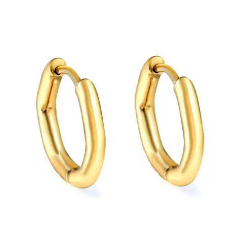 Medium 16mm Squashed Hoop 18K Gold Plated Earrings