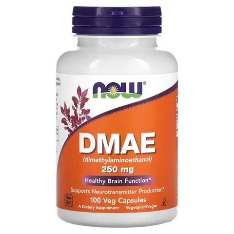 NOW Foods DMAE Cognition 250mg Cognitive Support Capsules - 100 Vegan Capsules
