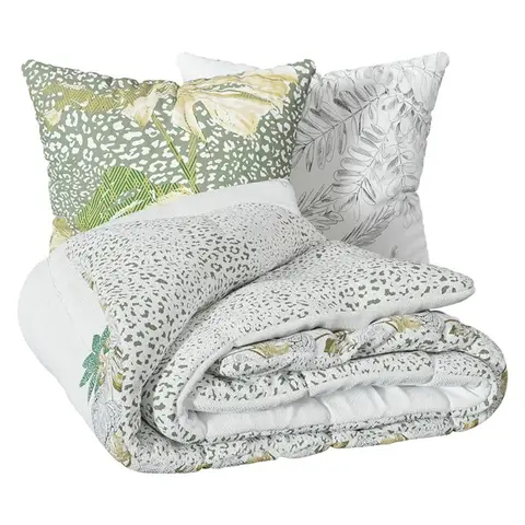 Monstera Bettbezug 240x220cm, bestehend aus einem wendbaren Bettbezug für zwei Personen und zwei quadratischen Kissenbezügen