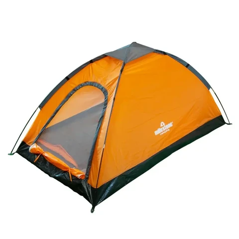 Milestone Camping Dome Tent 2 Person Water Resistant Orange/Grey