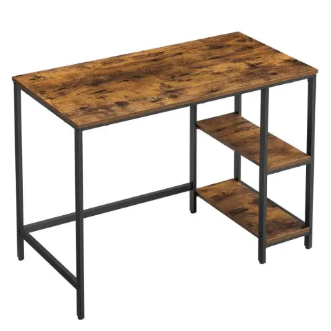VASAGLE Computer Desk, 100x50x75cm, Industrial Style, Rustic Brown and Ink Black