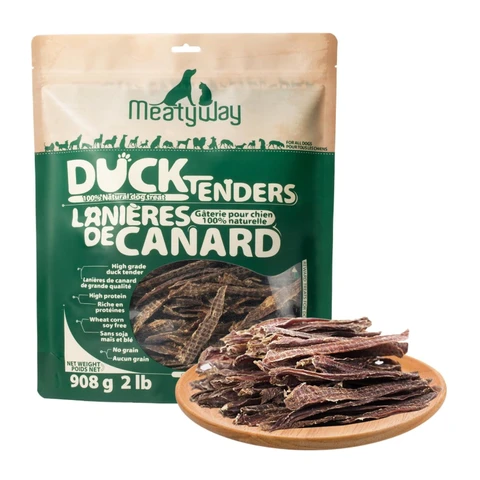 MeatyWay Duck Jerky Tenders Dog Treats, Tender Duck Breast, High-Protein, Low-Fat, 100% Natural, Grain-Free, Digestible Training Treats, 454g/16 oz, Bag