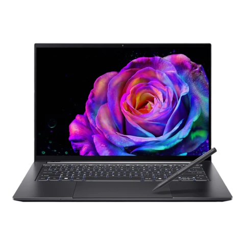 Acer Swift X 14 SFX14-73G - Intel Core Ultra 7 - 255H / jusqu'à 5.1 GHz - Win 11 Home - GeForce RTX 5050 - 16 Go RAM - 1.024 To SSD QLC, NVMe - 14.5" OLED écran tactile 2880 x 1800 (WQXGA+) @ 120 Hz - Wi-Fi 6E, Bluetooth - gris titane