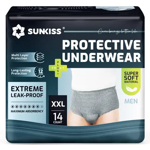 SUNKISS Inkontinenz Pants Männer, Tagsüber Einweg Erwachsenen Windelhosen, Herren Windeln mit Maximaler Saugfähigkeit, Grau, Größe XXL, 14 Stück 1er Pack