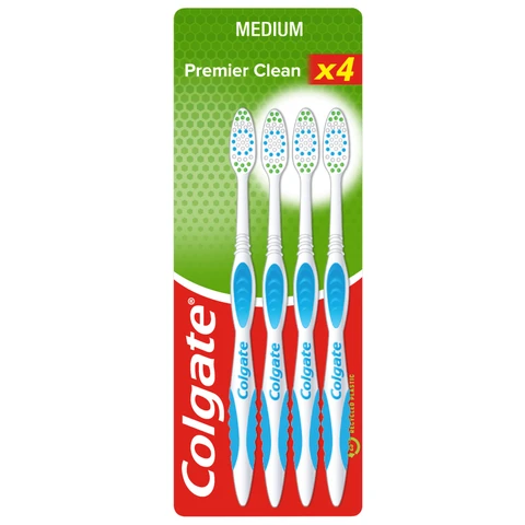 Colgate Premier Clean Medium Manual Toothbrush 4 Pack