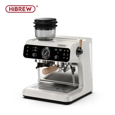HiBREW H7B Espresso Machine, Dual-heating System, 58mm Portafilter, Built-in Grinder with 30 Size Settings, Touch Screen, for Cafe Hotel Restaurant