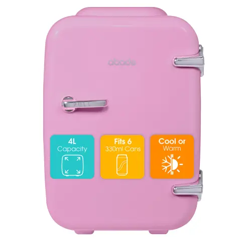 Abode A4CLR201P Retro 4L Cooler in Pink