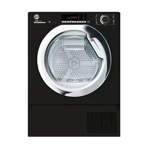 Hoover BATDH7A1TCEB-80 H-Dry 300 Pro Integrated Heat Pump Tumble Dryer 7kg - Black with Chrome Door - A+ Rated