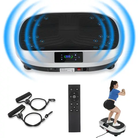 KeHot Vibrationsplatte, Fitnessgerät für Ganzkörpertraining mit 120 Einstellungen, 6 Modi, magnetischer Massagefunktion, Bluetooth, Fernbedienung und Widerstandsbändern für Heimtraining und Gewichtsverlust