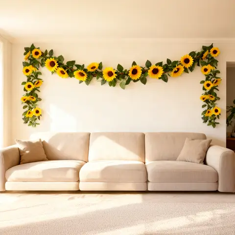 Wei's Moment 3er-Pack künstliche Sonnenblumen-Girlande, 7,38FT Blumengirlande, Sonnenblumen-Girlande, künstliche Sonnenblumen-Ranke, Kunstblumen, Girlande, Seidenblumen, hängend für Zuhause, Hochzeit, Partydekoration