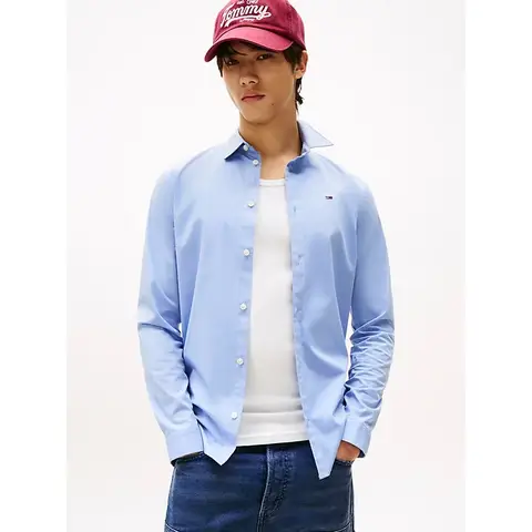 Tommy Hilfiger Tommy Jeans heren poplin overhemd, slanke pasvorm - LAVENDER LUSTRE, maat M