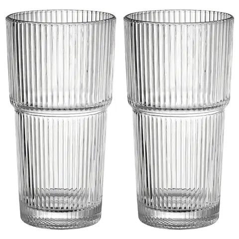  2-Pack Large Glass Tumblers With Lids Straws Leakproof Iced Coffee Tea Cups               
