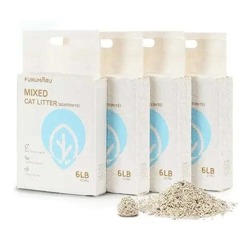 FUKUMARU Tofu Cat Litter, Strong Clumping Cat Litter Pellets, Effective Odor Control, Ultra Absorbent, Dust Free, Natural, Lightweight, Low Tracking(White tea) 2.7kg*4 bags