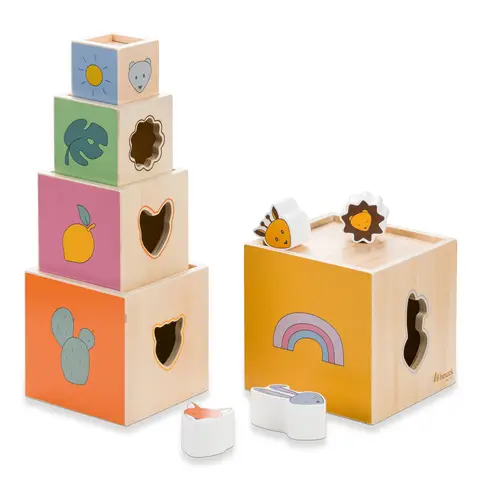 Hauck Wooden Stacking Tower with Shapes - Stack N Raise