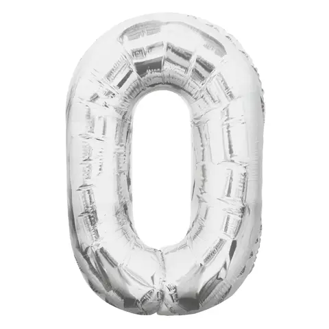 Unique Party Giant Number 0 Balloon, Silver, 86cm