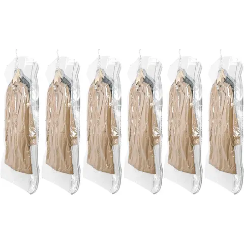 TAILI Hänge-Vakuumierungsbeutel, platzsparend, für Kleidung, Anzüge und Jacken, Kleiderschrank-Organizer, 6er-Pack, Jumbo, transparent
