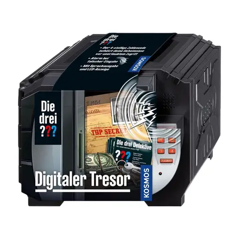 KOSMOS 630607 Die drei ??? Digitaler Tresor, Schütze deine Geheimnisse mit einem Code und Sprachalarm, Detektiv Spielzeug Set für Kinder ab 8 Jahre
