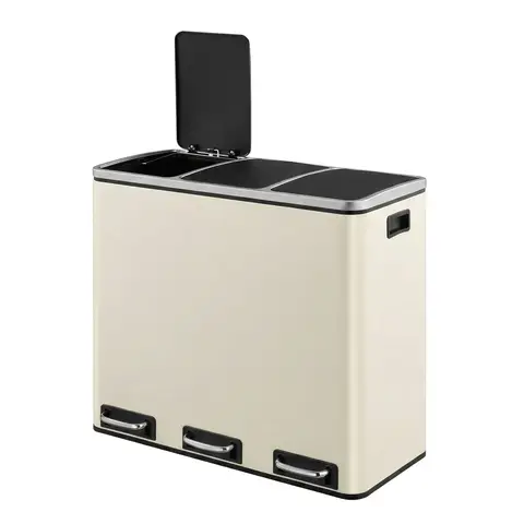 SONGMICSHOME SONGMICS HOME Poubelle de cuisine avec pédale à 3 compartiments beige - 3 x 18 L