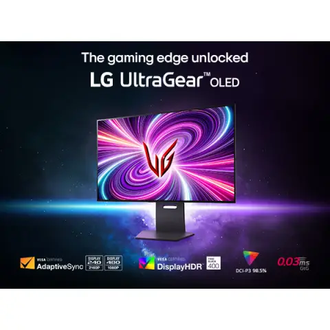 LG UltraGear OLED Gaming Monitor 32GS95UV-B, 32 inch UHD 4K, Dual mode 4K: 240Hz / FHD: 480Hz, 0.03ms Response Time, NVIDIA G-Sync & AMD FreeSync Premium Pro, 7W Stereo speakers, DisplayPort, HDMI 2.1