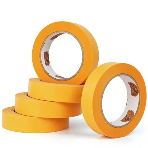 TAPEBEAR Gold Malerband 25mm x 50m, 5 Rollen - Washi-Papier Abdeckband für Innenanstriche & Renovierungen