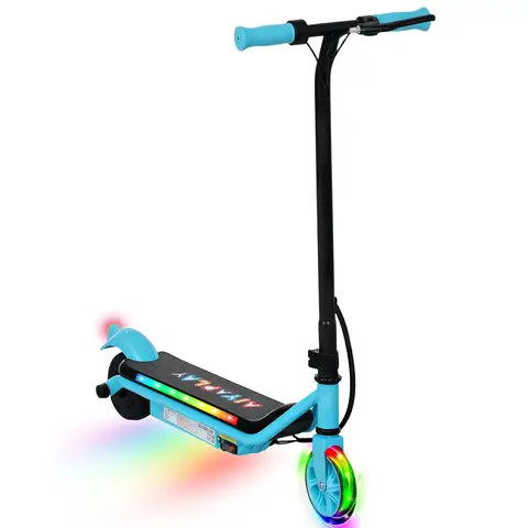AIYAPLAY Electric Scooter for Kids Ages 6-14, with Dual Brakes, Flash Wheel and Colourful Light, Kids Electric Scooter Blue