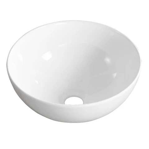 DeerValley Round Bathroom Vessel Sink, Modern Above Counter Ceramic Vanity Vessel Sink, 32.5 x 32.5 x 14cm Bathroom Art Basin (White)