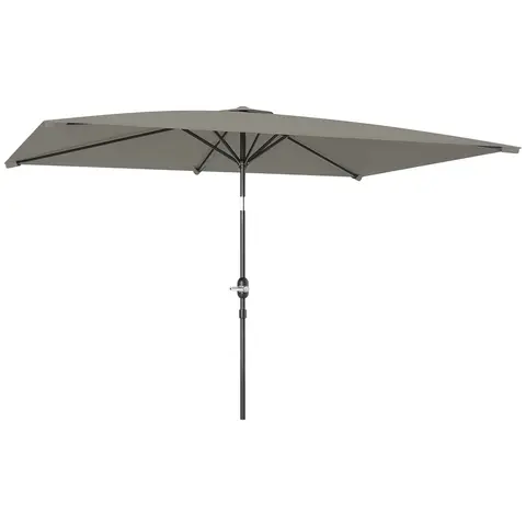 Outsunny 3x2m Garden Parasol Umbrella with Aluminium Pole, Tilt and Crank, Rectangular Outdoor Table Parasol Sun Shade for Patio, Light Grey