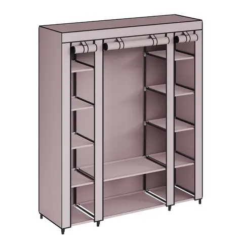 JOYFURNOS   Armoire de dressing, armoire portable pour chambre, tringle à vêtements avec housse en tissu, organisateur de rangement pour vêtements, 150 x 45 x 175 cm, violet