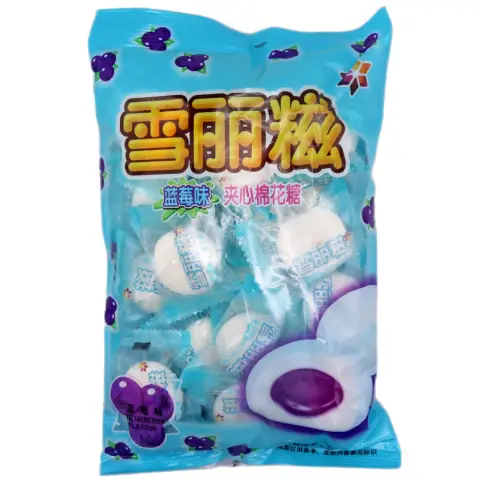 XUELICI MARSHMALLOW WITH FILLING BLUEBERRY FLAVOUR 100G  雪丽糍蓝莓味夹心棉花糖 100G