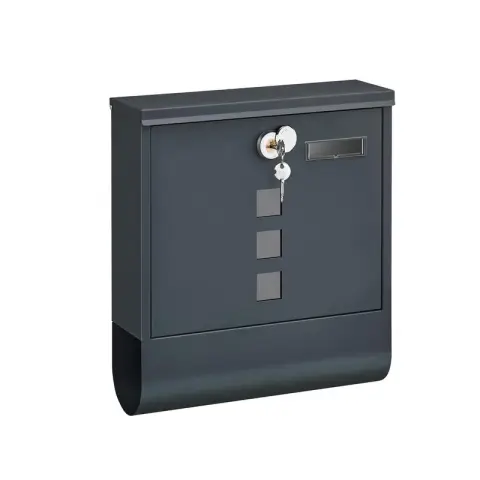 SONGMICS Mail Box, Wall-Mounted Post Box with Lock with Rotating Lid, 30.8x10x33.8cm, Charcoal Grey
