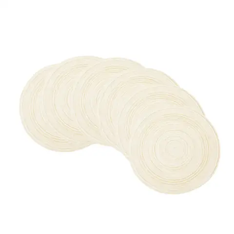 Set of 6 Round 35cm，gold thread Flower pattern + gold thread， Woven Cotton Handmade Place Mats Wipe Clean Placemats Glitter for Holiday Party Wedding