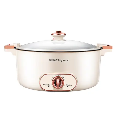 Royalstar Elektrischer Kochtopf mit Deckel, 7L Fassungsvermögen & 1600W, zum Kochen, Dünsten, Fondue und Warmhalten