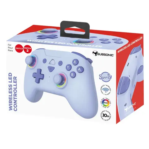 Subsonic Manette de jeu sans fil avec LED pour Switch et Switch 2 - Bleu