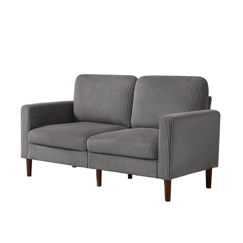 HONEYOU 164cm Loveseat Sofa, Corduroy Upholstered Sofa, Modern Sleek Couch for Living Room & Bedroom，Sport Grey