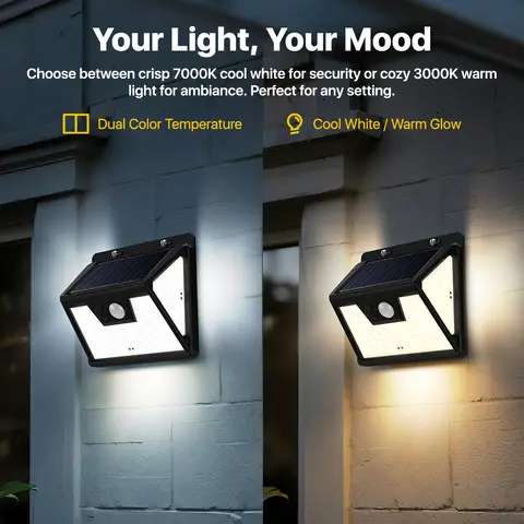 VIVREAL Solar wall lights Charged by solar energy， Four-pack 140Led YHM02A , New Year Sale , Top gift picks