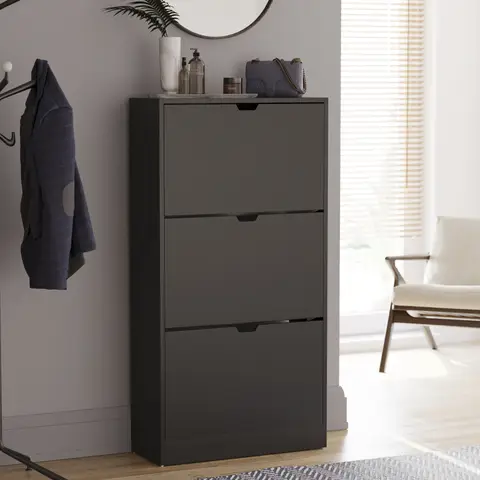 Vida Designs Shoe Cabinet 3 Doors Black