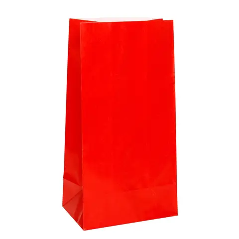 Unique Party Paper Party Bags, Red, 12 Pack