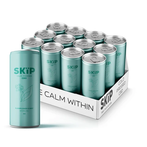 SKIP Cold Pressed CBD Elderflower & Mint Stress Support Drink Flavour - 12 x 250ml